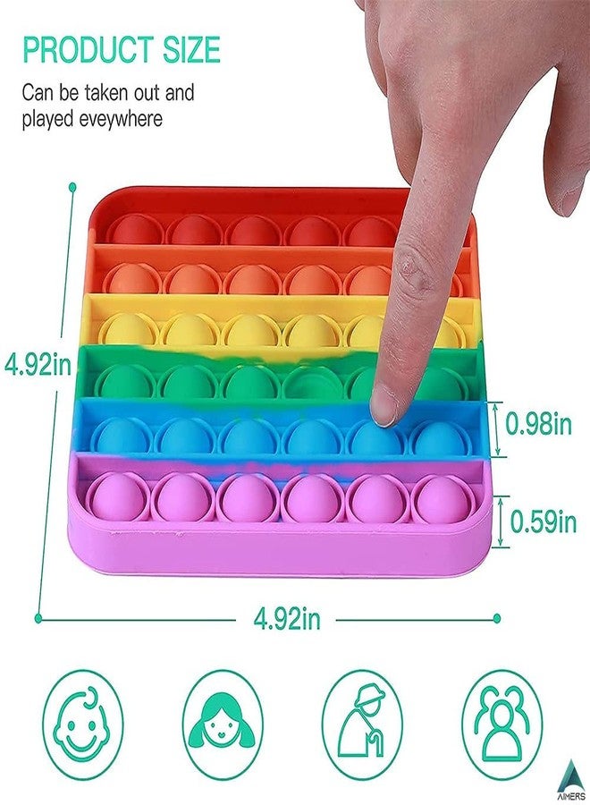 AIMERS Pop it Fidget Toy, Pop Its Push Pop Bubble Sensory Fidget Toy, Rainbow Pop it Square for Reduce Stress and Anxiety Relief Toys - Image 4